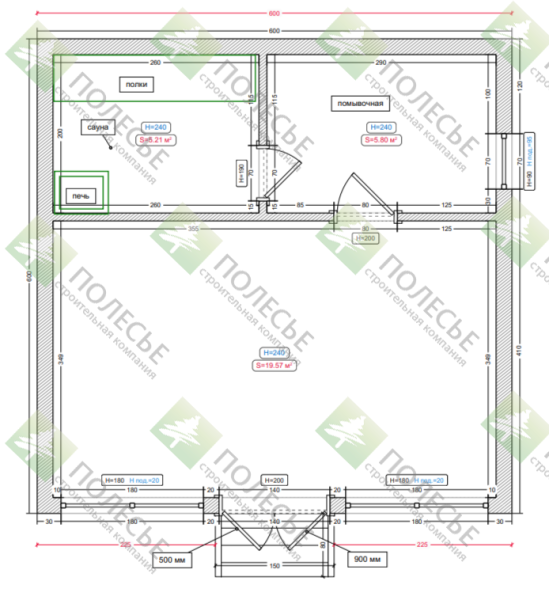 Каркасная баня Орбита 6x6